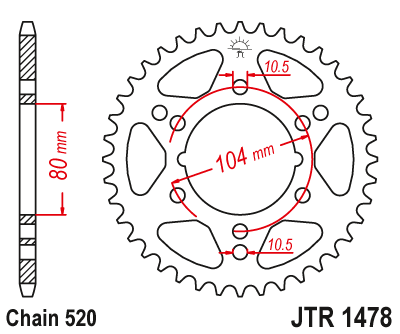 Звездочка ведомая JTR1478.40 зубьев