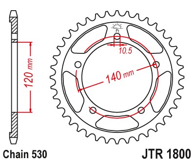 Звездочка ведомая JTR1800.43 зубьев - фото 1 - id-p88882073