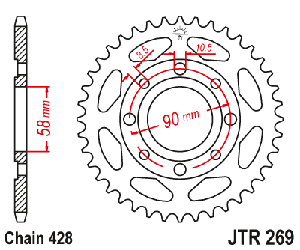 Звездочка ведомая JTR269.39 зубьев