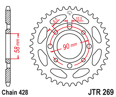 Звездочка ведомая JTR269.49 зубьев