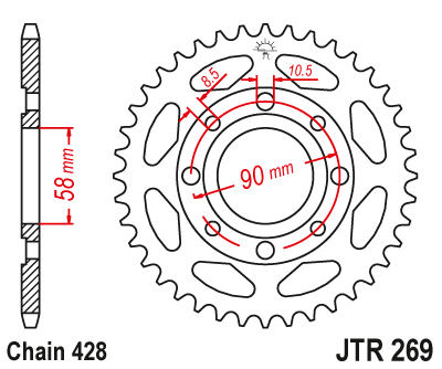 Звездочка ведомая JTR269.56 зубьев