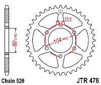 Звездочка ведомая JTR478.46 зубьев