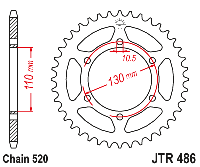 Звездочка ведомая JTR486.45 зубьев