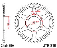 Звездочка ведомая JTR816.45 зубьев