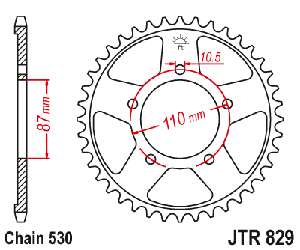 Звездочка ведомая JTR829.43 зубьев