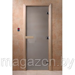 Дверь для бани DoorWood 700*1900*8мм, Теплое утро, б/ц матовая