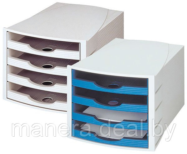 Открытый блок из 4-х лотков Han серый, синий, прозр-синий (СМ) 1000/D/11 - фото 1 - id-p4362545