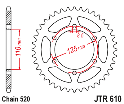 Звездочка ведомая JTR610.51 зубьев