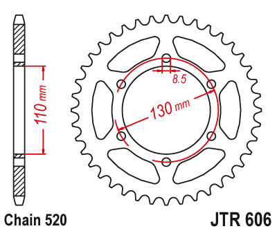 Звездочка ведомая JTR606.43 зубьев