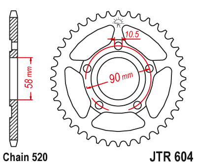 Звездочка ведомая JTR604.35 зубьев