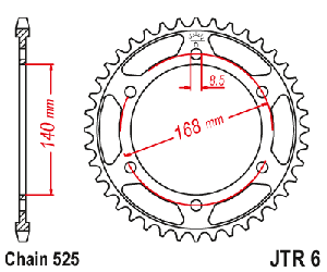 Звездочка ведомая JTR6.41 зубьев
