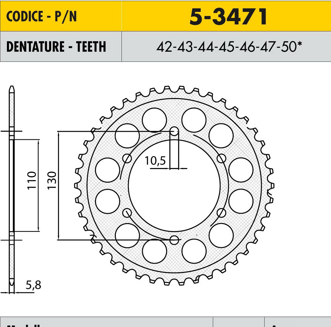 Звездочка ведущая Sunstar 5-3471-42 зубьев