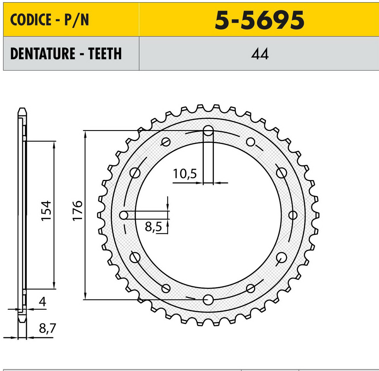 Звездочка ведущая Sunstar 5-5695-44 зубьев