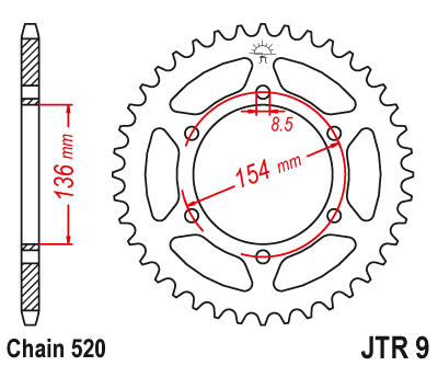 Звездочка ведомая JTR9.47 зубьев