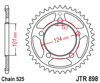 Звездочка ведомая JTR898.37 зубьев