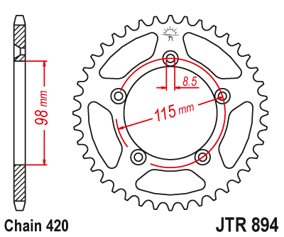 Звездочка ведомая JTR894.46 зубьев