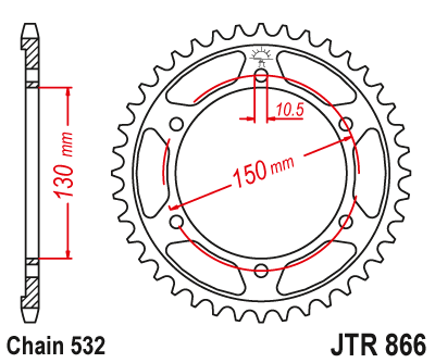 Звездочка ведомая JTR866.38 зубьев