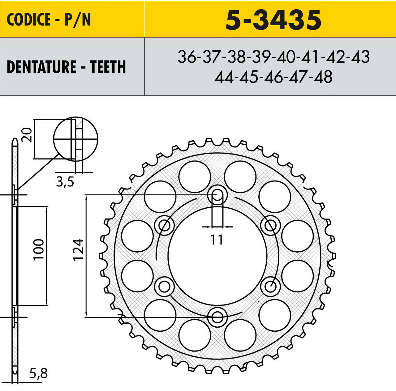 Звездочка ведущая Sunstar 5-3435-45 зубьев