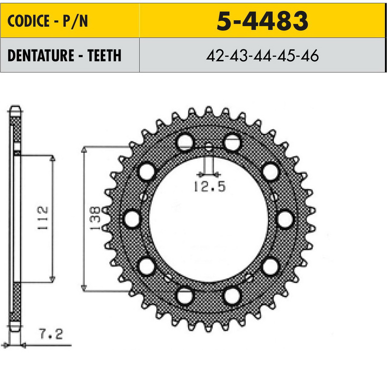 Звездочка ведущая Sunstar 5-4483-44 зубьев