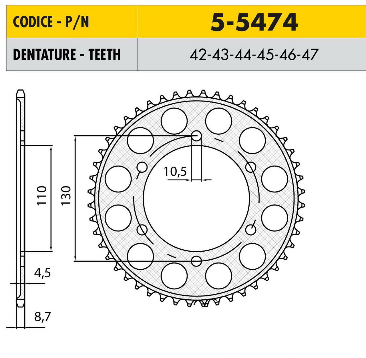 Звездочка ведущая Sunstar 5-5474-45 зубьев