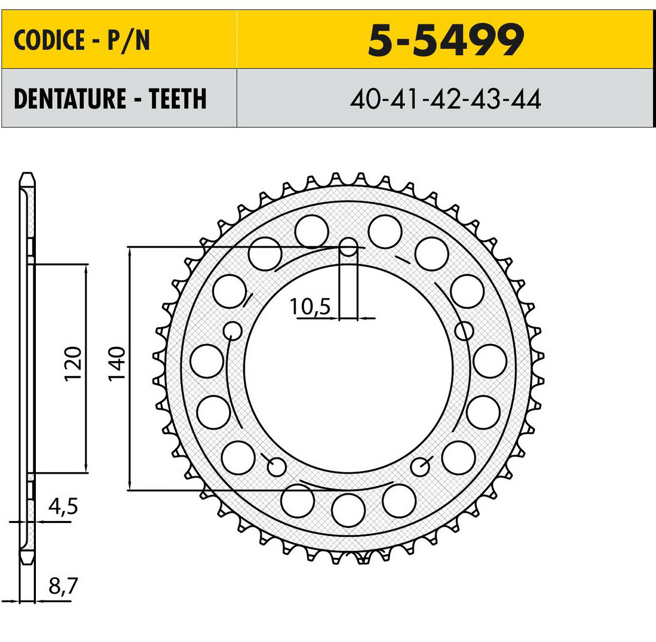 Звездочка ведущая Sunstar 5-5499-42 зубьев