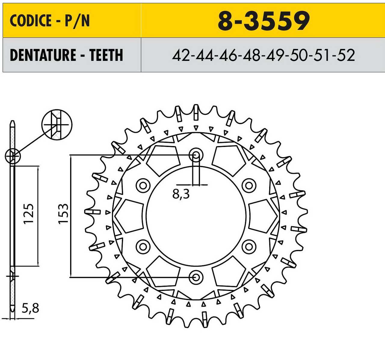 Звездочка ведущая Sunstar 8-3559-46 зубьев