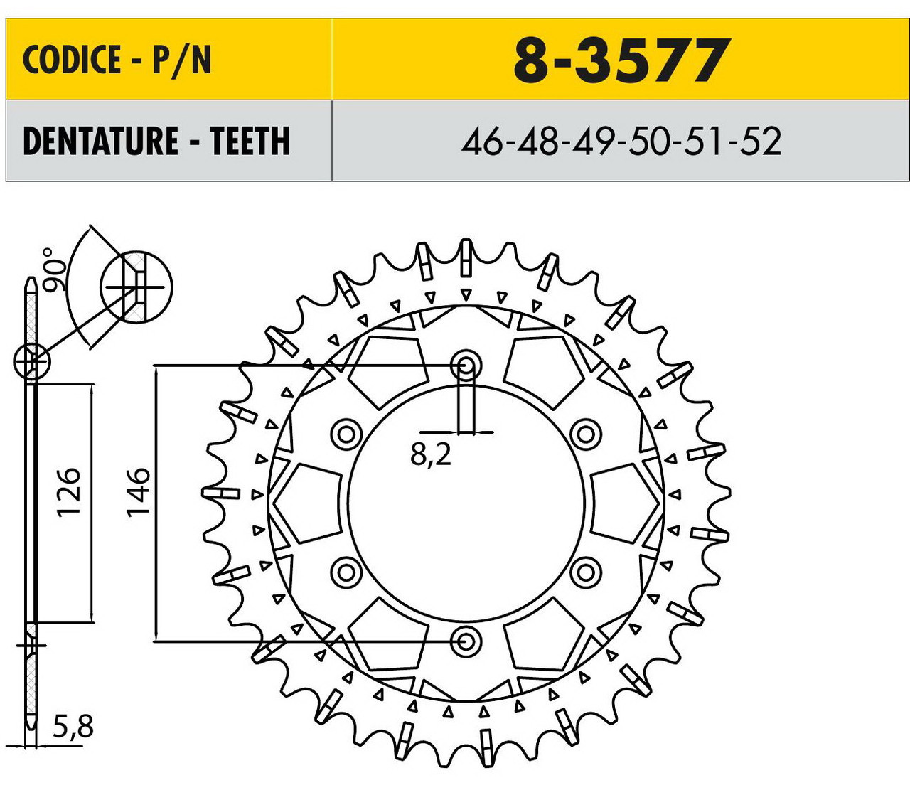 Звездочка ведущая Sunstar 8-3577-50 зубьев