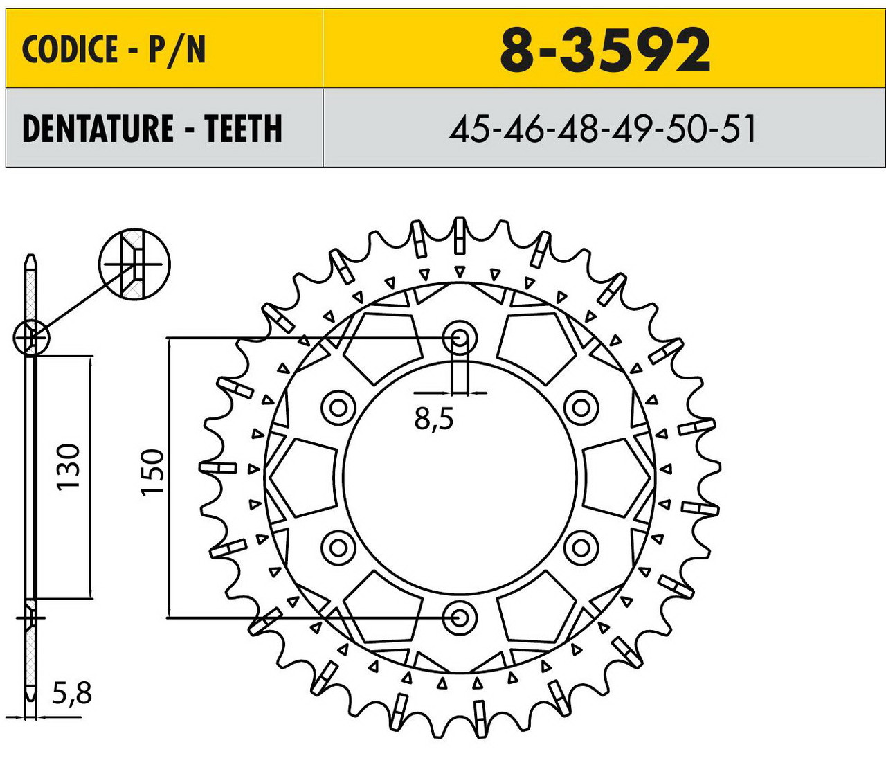 Звездочка ведущая Sunstar 8-3592-48 зубьев