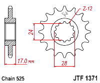 Звездочка ведущая JTF1371.15RB зубьев с демпфером