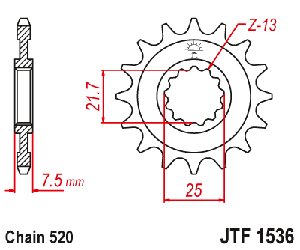 Звездочка ведущая JTF1536.16RB зубьев с демпфером