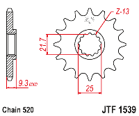 Звездочка ведущая JTF1539.14RB зубьев с демпфером