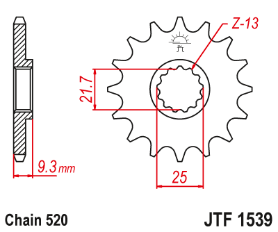 Звездочка ведущая JTF1539.14RB зубьев с демпфером