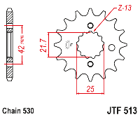 Звездочка ведущая JTF513.15RB зубьев с демпфером