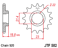 Звездочка ведущая JTF582.16RB зубьев с демпфером