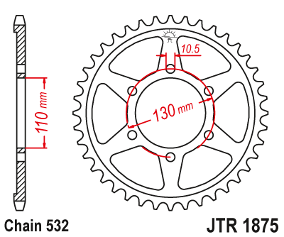 Звездочка ведомая JTR1876.43 зубьев