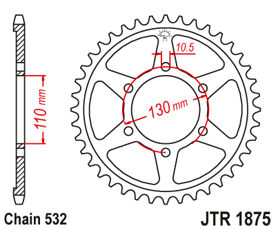 Звездочка ведомая JTR1876.45 зубьев