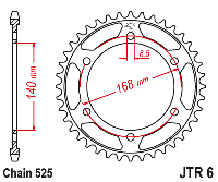 Звездочка ведомая JTR6.42 зубьев