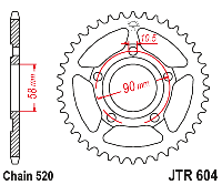 Звездочка ведомая JTR604.40 зубьев