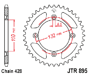 Звездочка ведомая JTR895.49 зубьев