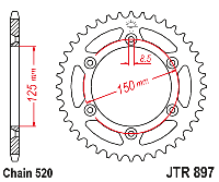 Звездочка ведомая JTR897.46 зубьев