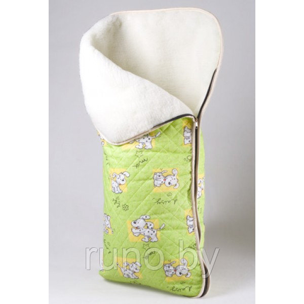 Конверт - одеяло из овечьей шерсти Ланатекс детское зеленый, фото 1
