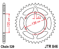 Звездочка ведомая JTR846.37 зубьев