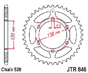 Звездочка ведомая JTR846.37 зубьев