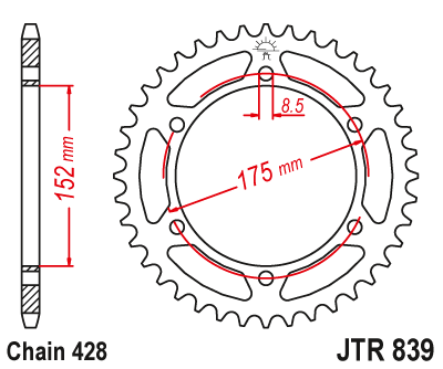 Звездочка ведомая JTR839.51 зубьев