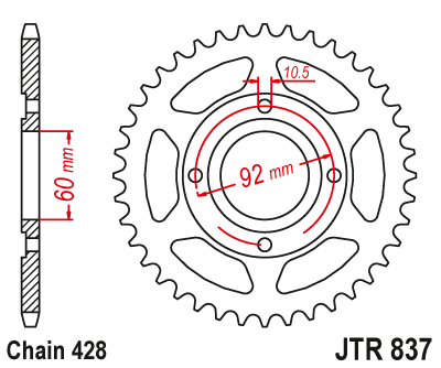 Звездочка ведомая JTR837.39 зубьев