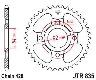 Звездочка ведомая JTR835.44 зубьев