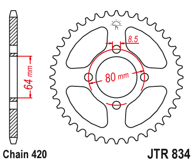 Звездочка ведомая JTR834.26 зубьев