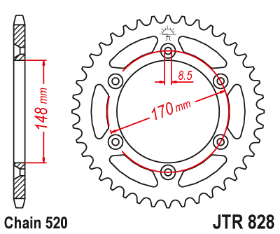 Звездочка ведомая JTR828.42 зубьев
