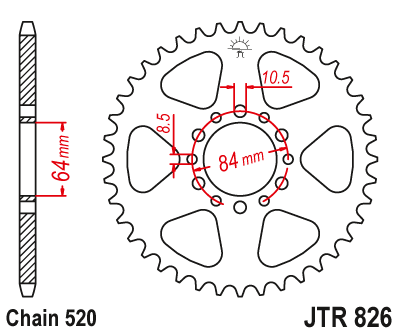 Звездочка ведомая JTR826.47 зубьев