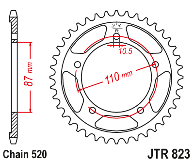 Звездочка ведомая JTR823.39 зубьев - фото 1 - id-p88882980